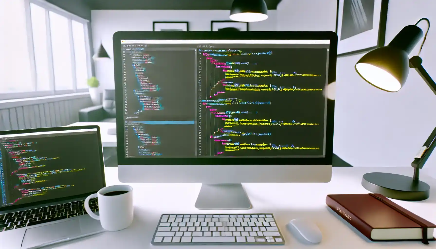 a close-up of a web developer's workspace